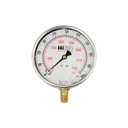 4 Dial , Liquid Filled, 1/4 Bottom, 0-200PSI